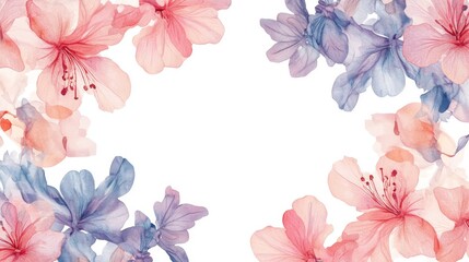 Fototapeta premium watercolor drawing of flowers on white backdrop. painting flowers background. illustration floral nature. flower wallpaper for greeting cards, weddings or birthdays. Copy space. space for text