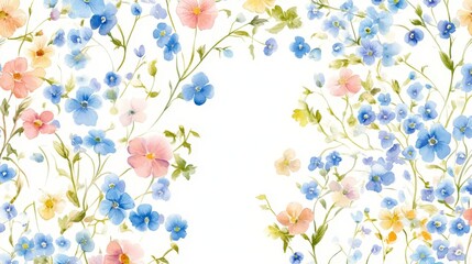 watercolor drawing of flowers on white backdrop. painting flowers background. illustration floral nature.  flower wallpaper for greeting cards, weddings or birthdays. Copy space. space for text