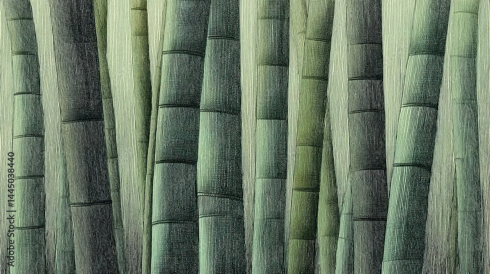 Poster close-up of a group of tall bamboo stalks. the stalks are arranged in a vertical line, with each sta