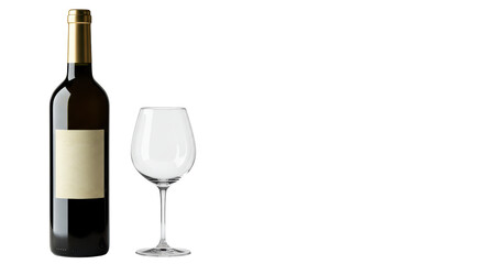 Isolated Wine Bottle and Wine Glass