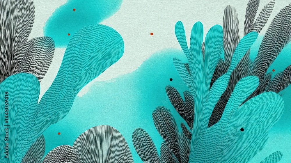 Poster abstract illustration with a blue and gray color scheme. the background is a light blue color with a