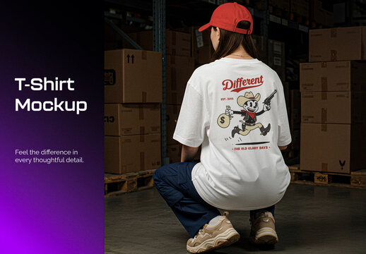 Women's White Oversized T-shirt Mockup