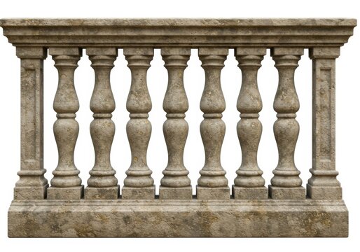 Stone balustrade architecture element on white background