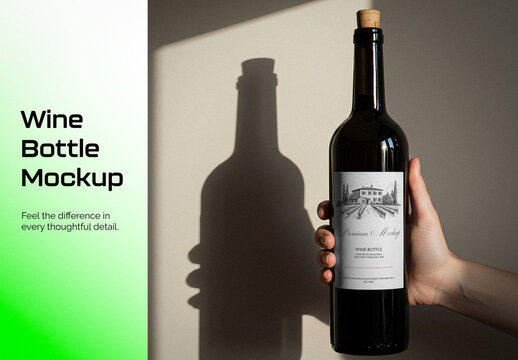 Wine Bottle In Hand Mockup
