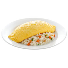Omurice Delight: A Savory Japanese Rice Omelette isolated on a transparent background 