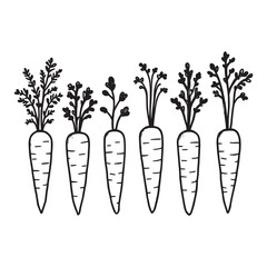 Minimalistic line art design of fresh baby carrots