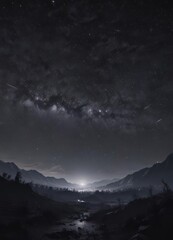 Fototapeta premium Dark, inky sky ablaze with countless twinkling stars , midnight, space