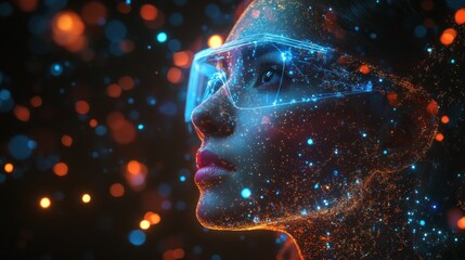 Futuristic woman vr glasses