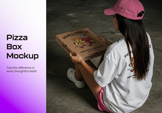 Cardboard Pizza Box Mockup