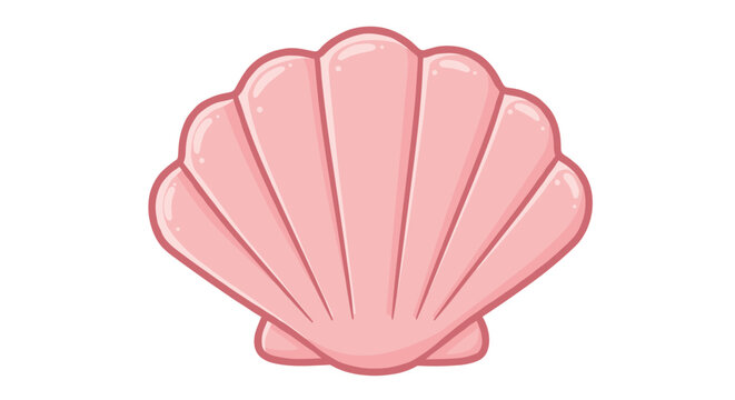 Good icon. Pink shell illustration on white background