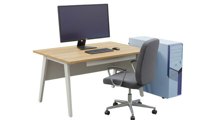 Isolated Office Desk with Computer