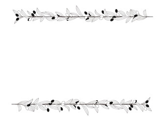 ナチュラルなオリーブの手描き風の線画　ラインフレーム