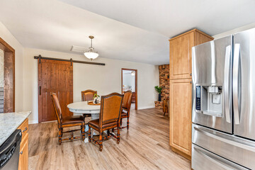 a home kitchen interior with counters 