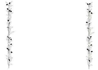 ナチュラルなオリーブの手描き風の線画　ラインフレーム