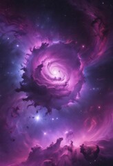 Vibrant purple nebula swirls, star cluster brilliance ,  astronomical background,  galaxy,  nebulae