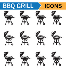 Silhouette of Charcoal Grill and BBQ Cooking Icons