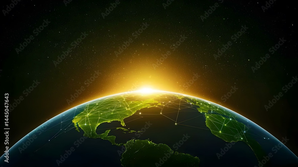 Aufkleber the image shows a stylized representation of planet earth from space, with a focus on north and sout