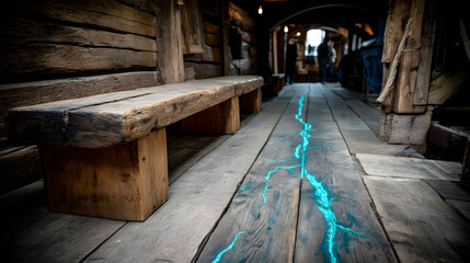 Obraz premium installation beneath glowing fractal patterns generated by AI