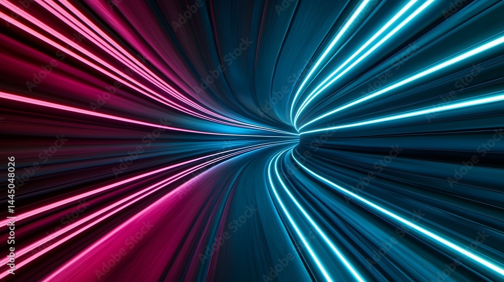 Aufkleber the image shows an abstract representation of a tunnel or vortex with vibrant pink and blue neon lig