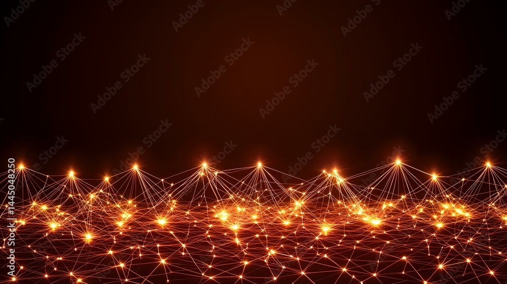Poster the image shows a dark background with a network of interconnected glowing orange points of light, r