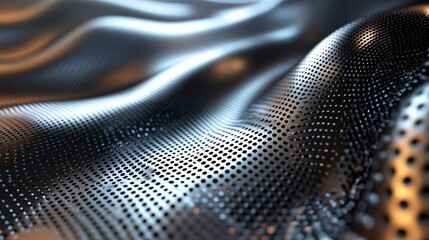 Abstract Metal Texture Background with Waves and Perforated Pattern