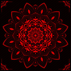 Mandala design with luxury gradient shape | Creative floral ornament design for branding, packaging, business, cover, card, decoration, greeting | Modern vector with red colour
