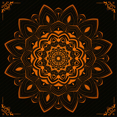 Mandala design with luxury gradient shape | Creative floral ornament design for branding, packaging, business, cover, card, decoration, greeting | Modern vector with orange colour