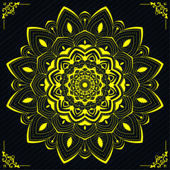 Mandala design with luxury gradient shape | Creative floral ornament design for branding, packaging, business, cover, card, decoration, greeting | Modern vector with yellow colour