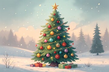 Fototapeta premium christmas tree in snow
