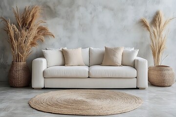 Beige Sofa Living Room Modern Minimalist Interior Design