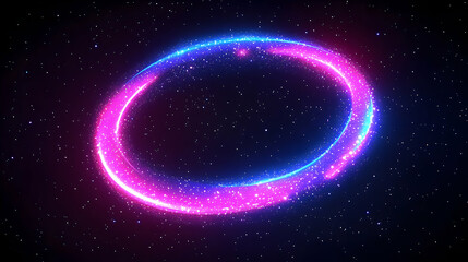 Glowing Cosmic Ring Nebula with Pink and Blue Hues