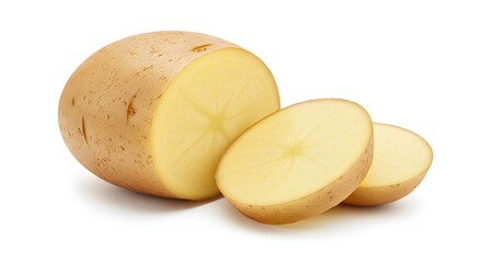 Sliced Russet Potato - Raw Vegetable, Isolated