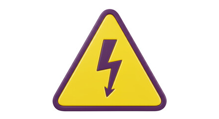 Isolated Warning Sign with Lightning Bolt