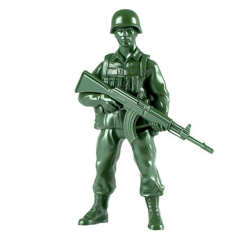 Standing green toy soldier holding rifle