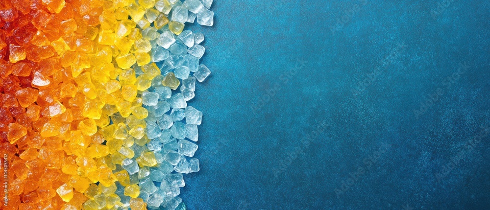 Aufkleber Vivid crystalline gems in a gradient hues on teal backdrop, inviting texture and minimalist elegance for captivating presentations