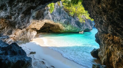 Fototapeta premium Beach cove opening with turquoise water