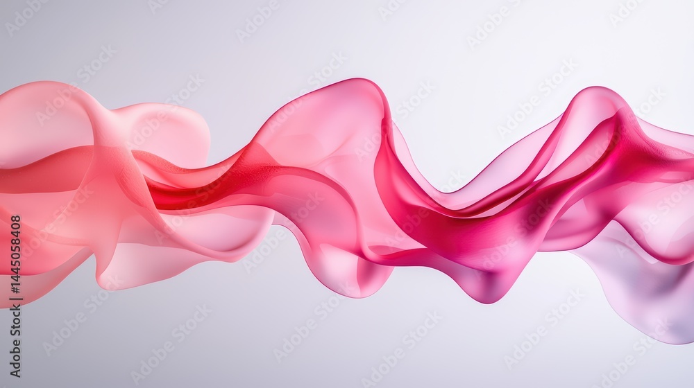 Aufkleber abstract flowing waves with soft pink and red colors on white background