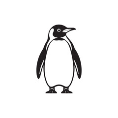 Penguin standing silhouette.minimalist black and white animal graphic. vector illustration eps 10.