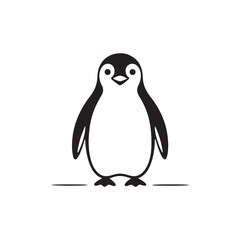 Penguin standing silhouette.minimalist black and white animal graphic. vector illustration eps 10.