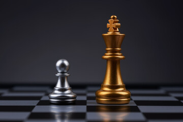 Chess pieces pawn and king. Board game concept for ideas and competition and strategy, business...