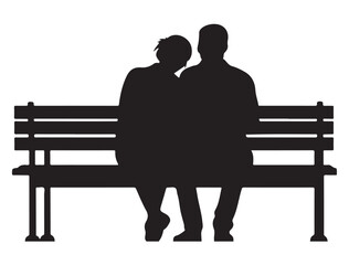 COUPLE SITTING ON BENCH SILHOUETTE