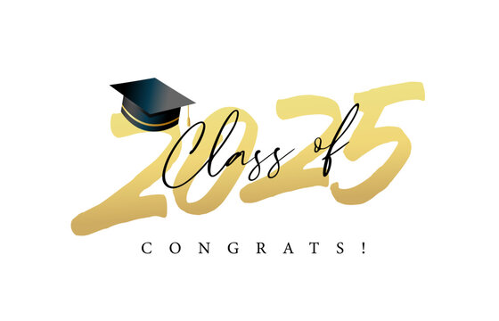 Class of 2025, creative calligraphy for t-shirt design. Congratulation graduation, luxury typography web slide. Congrats, Class of 2025 design for photo album. Vector illustration