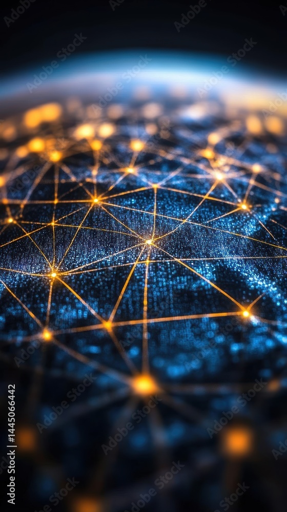 Aufkleber abstract digital network global connection with blue light technology and futuristic background styl