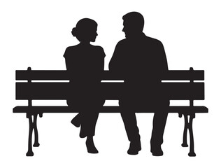 COUPLE SITTING ON BENCH SILHOUETTE