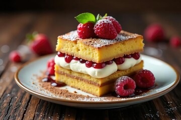 Classic Italian dessert, layers of coffee-soaked ladyfingers and creamy mascarpone , sponge, cream