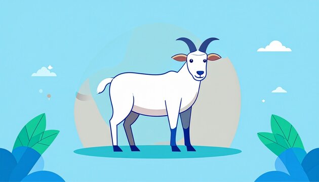 Vector Illustration, Goat Cartoon, as symbol of Eid Mubarak Idl Adha, Mulim holiday