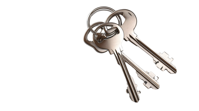 Close-Up of Silver Keys on Keyring: Essential Accessory for Security and Access