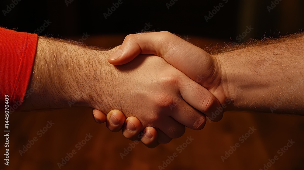 Poster close-up of a handshake between two individuals in a formal setting