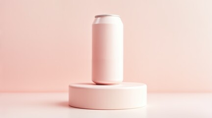 Fruit soda can display in clean pastel product composition
