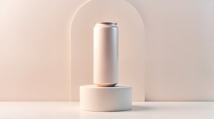 Minimal beverage scene with soda can and soft colored light